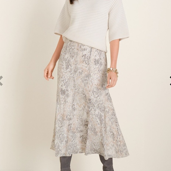 NWOT Faux Snakeskin Print Midi Skirt - Picture 1 of 16